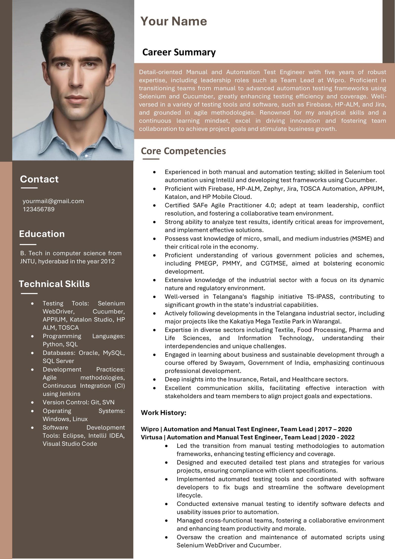 Manual and Automation Tester Resume example for 5 years’ experience ...